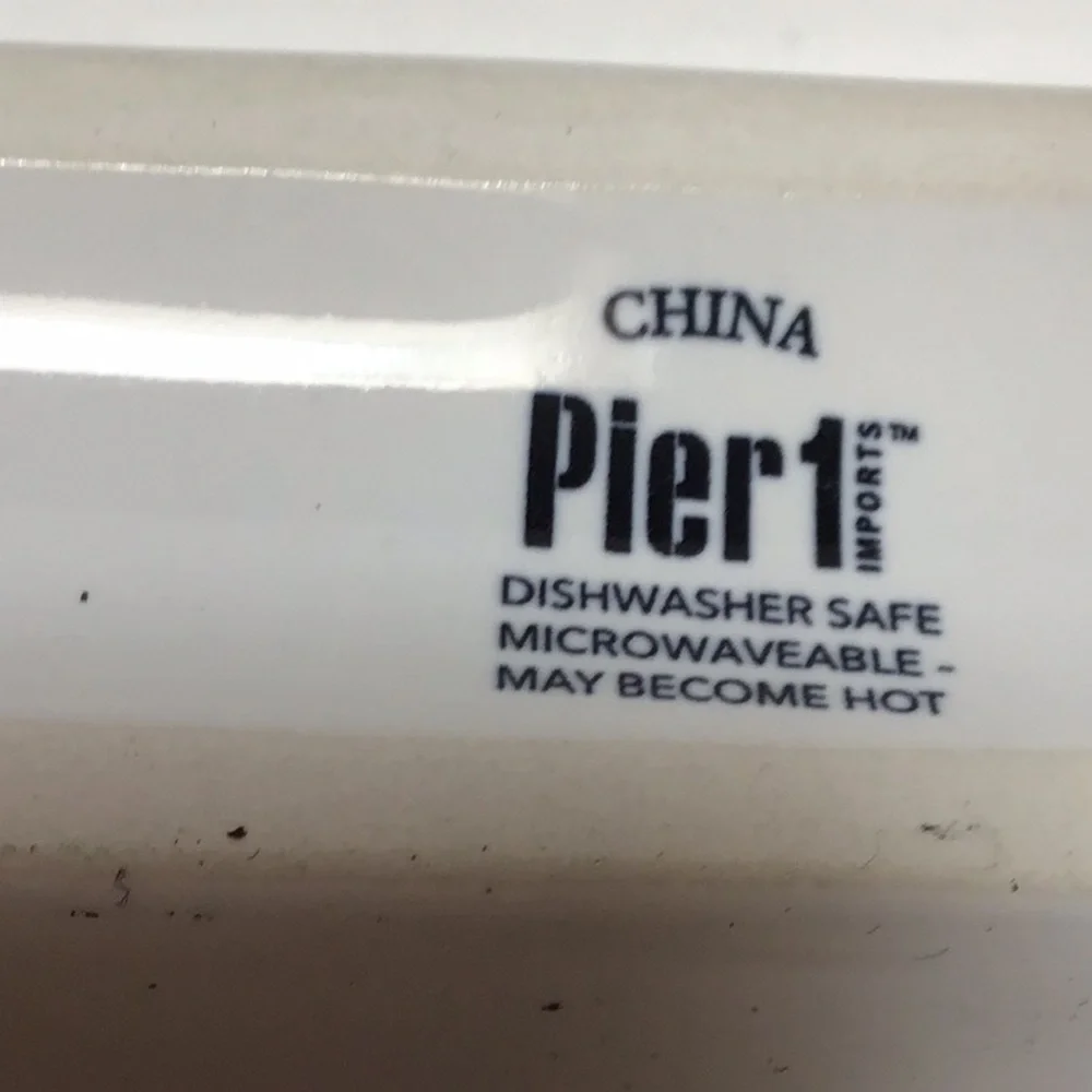 Pier‎ 1 White Ceramic Black House Church Fence Trees Dish Tray Bar Olive Boat